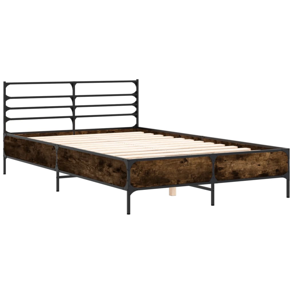 Bed Frame without Mattress Smoked Oak 140x190 cm