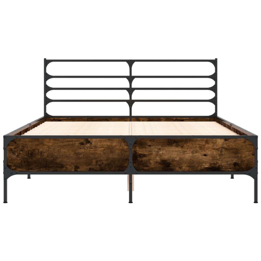 Bed Frame without Mattress Smoked Oak 140x190 cm