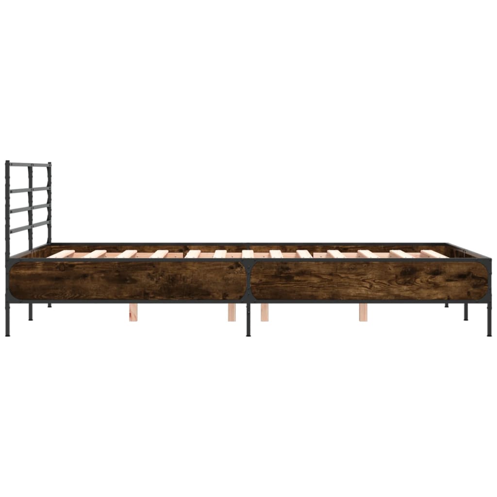 Bed Frame without Mattress Smoked Oak 140x190 cm
