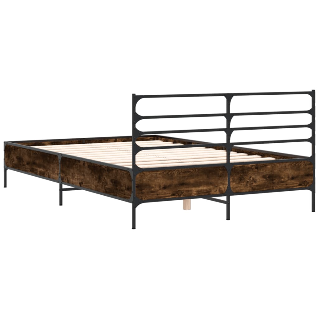 Bed Frame without Mattress Smoked Oak 140x190 cm