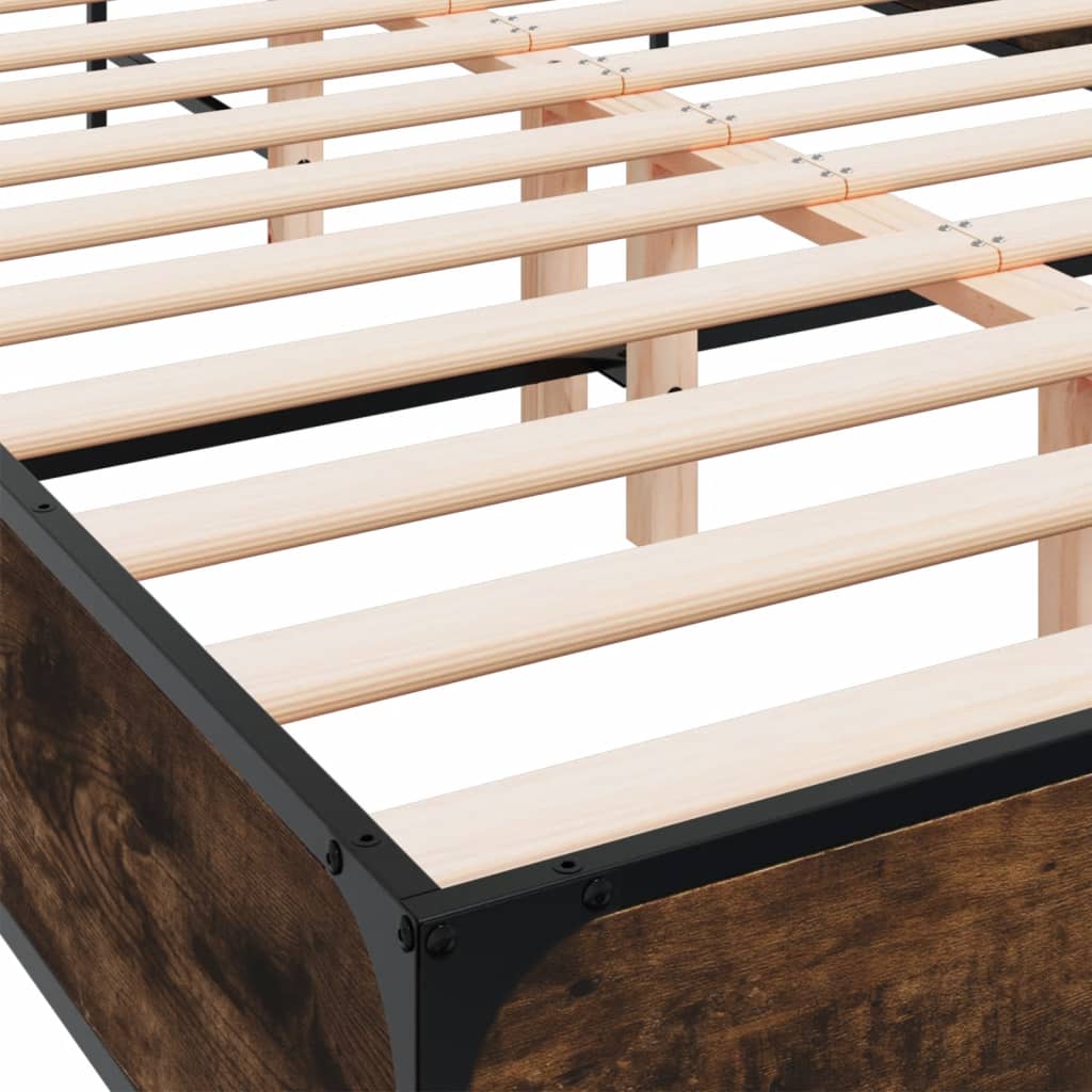 Bed Frame without Mattress Smoked Oak 140x190 cm