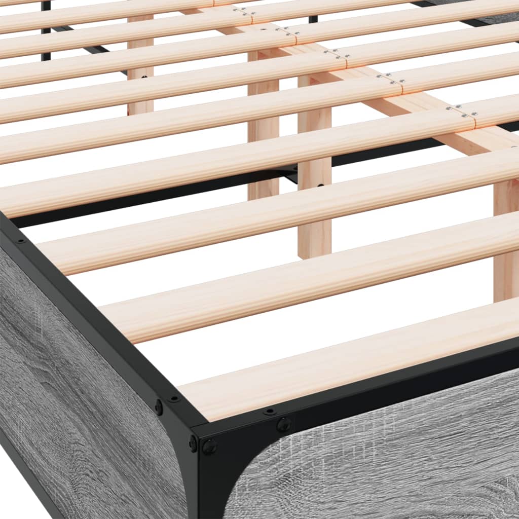 Bed Frame without Mattress Grey Sonoma 140x190 cm