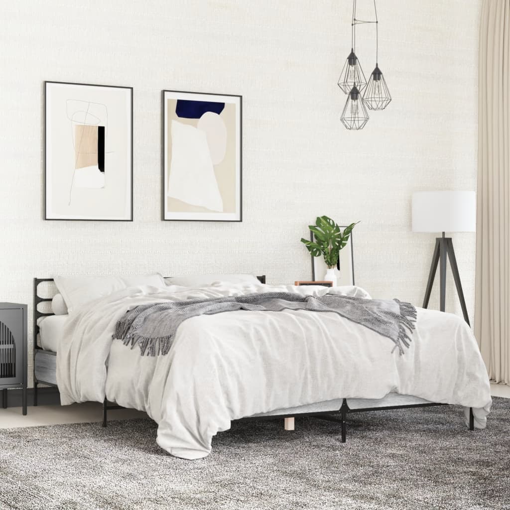 Bed Frame without Mattress Grey Sonoma 140x190 cm