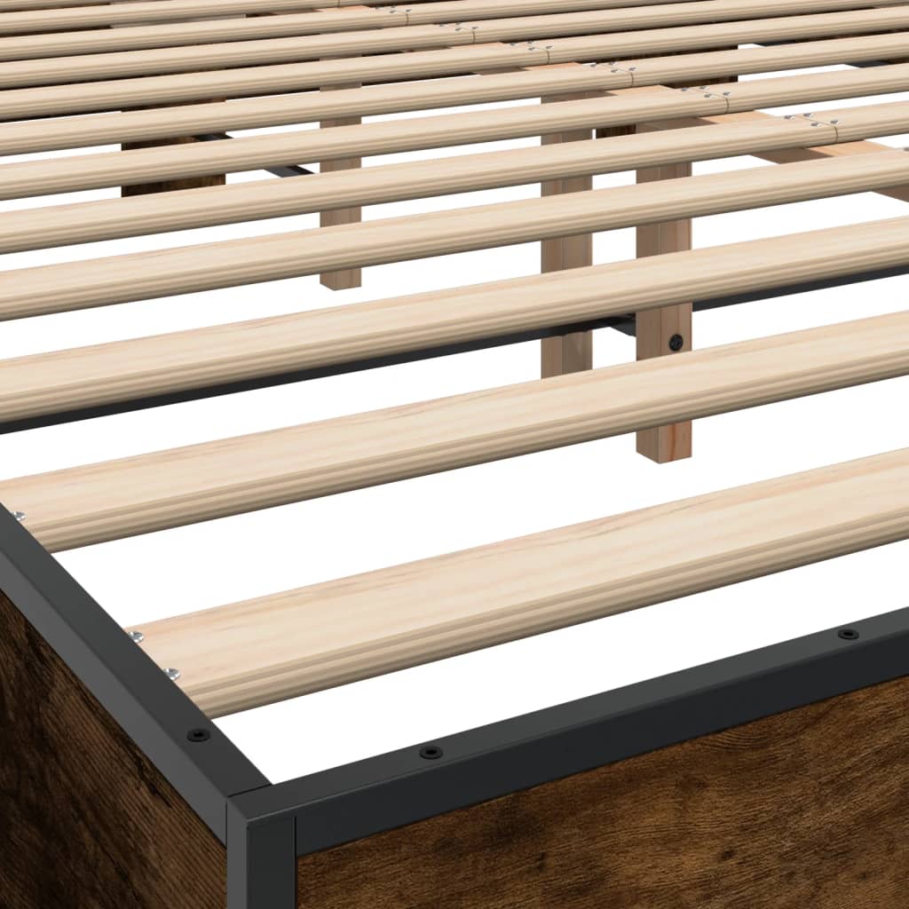 Bed Frame without Mattress Smoked Oak 150x200 cm King Size