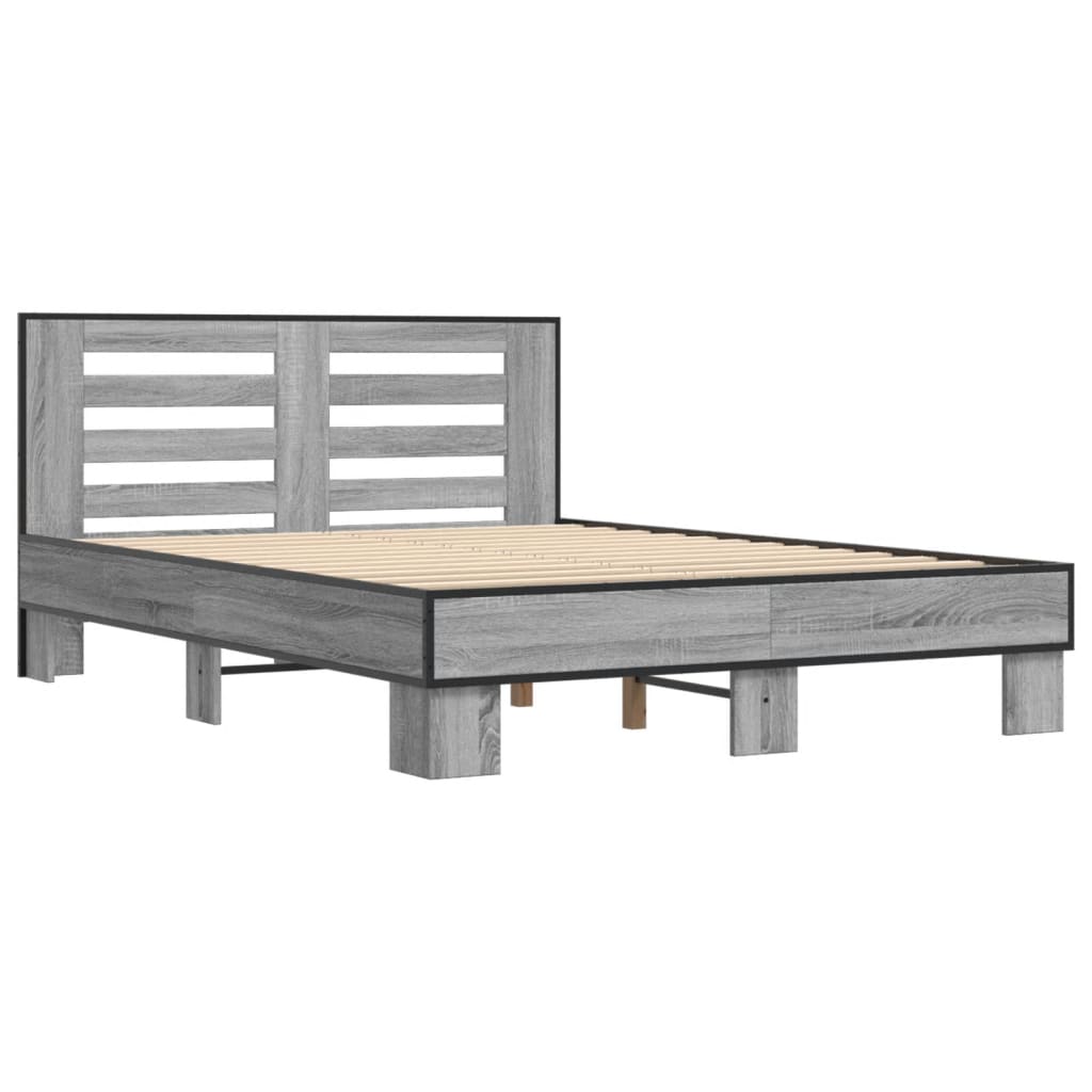 Bed Frame without Mattress Grey Sonoma 140x200 cm