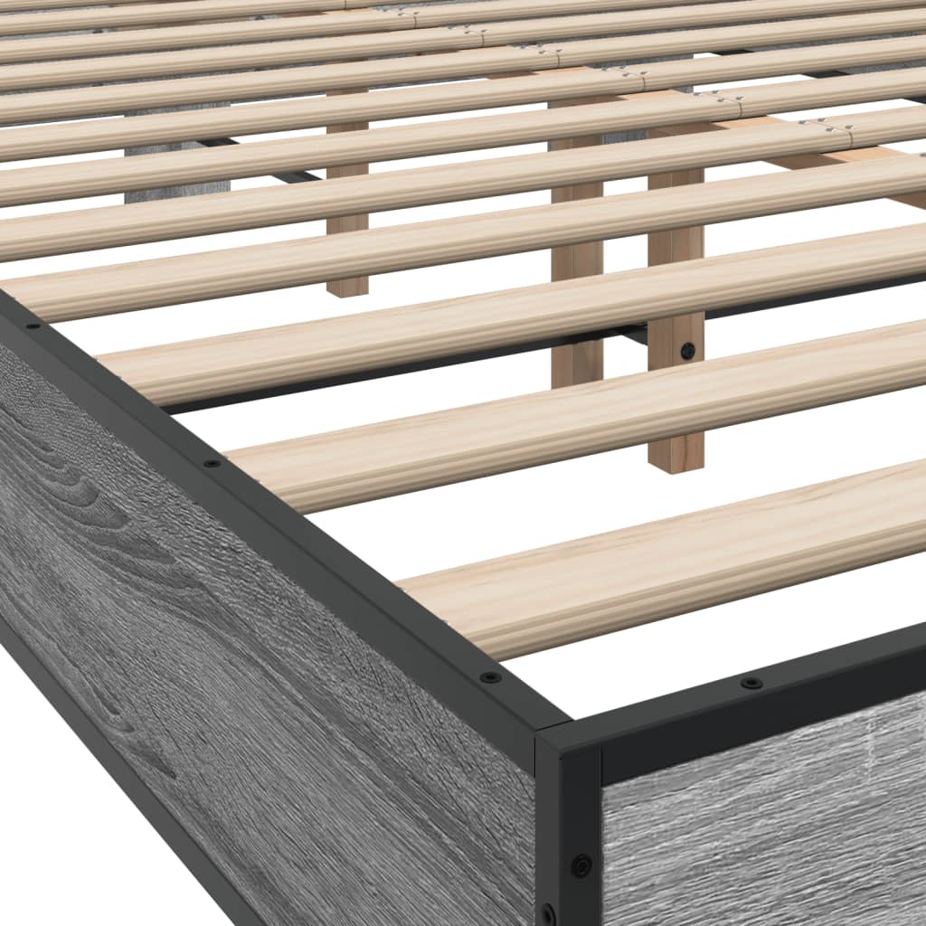 Bed Frame without Mattress Grey Sonoma 140x200 cm