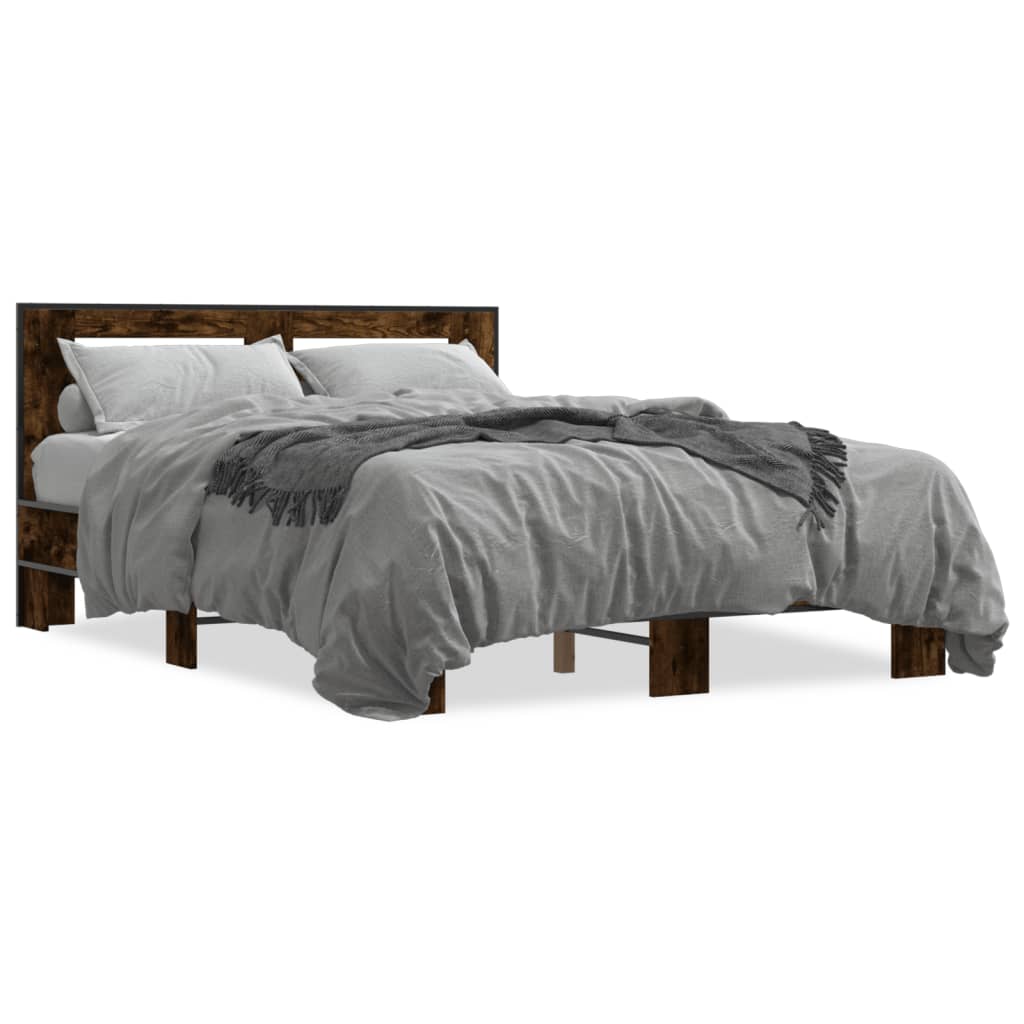 Bed Frame without Mattress Smoked Oak 120x200 cm