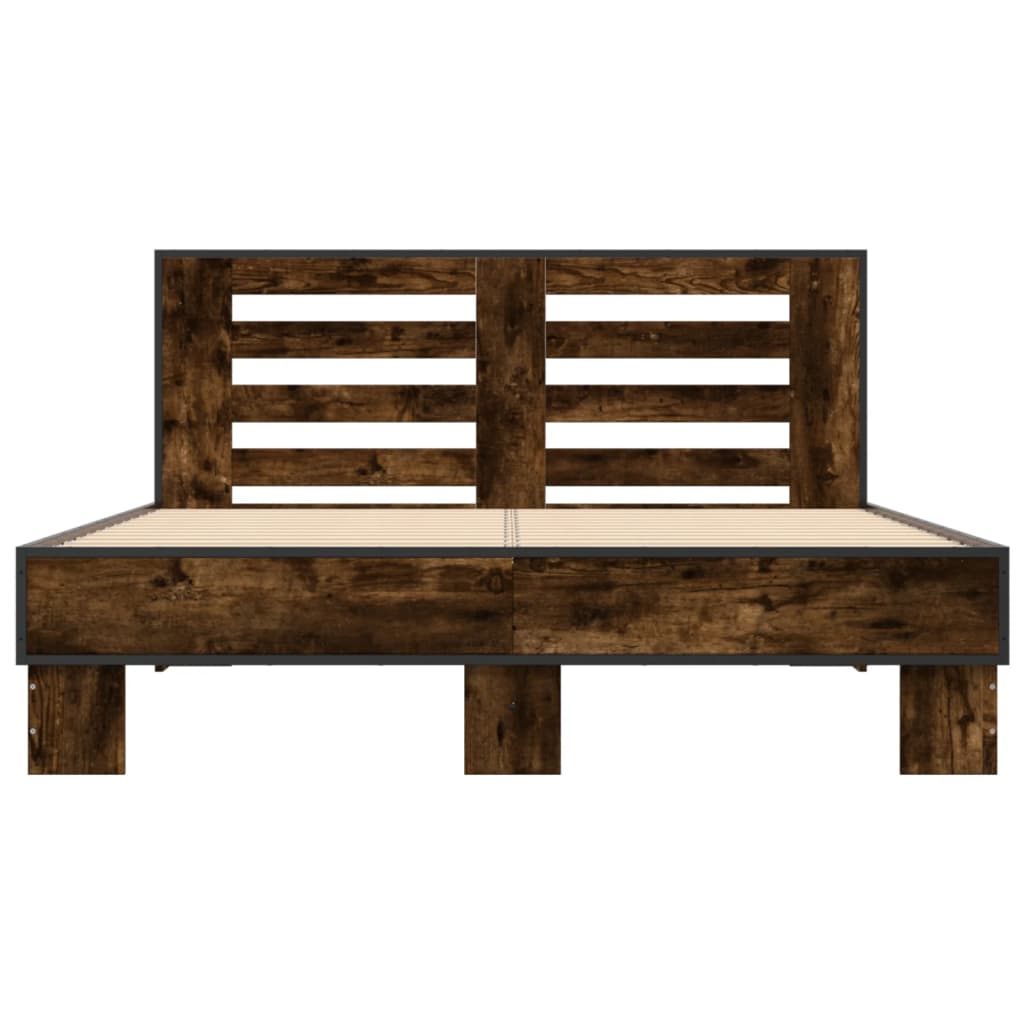 Bed Frame without Mattress Smoked Oak 120x200 cm