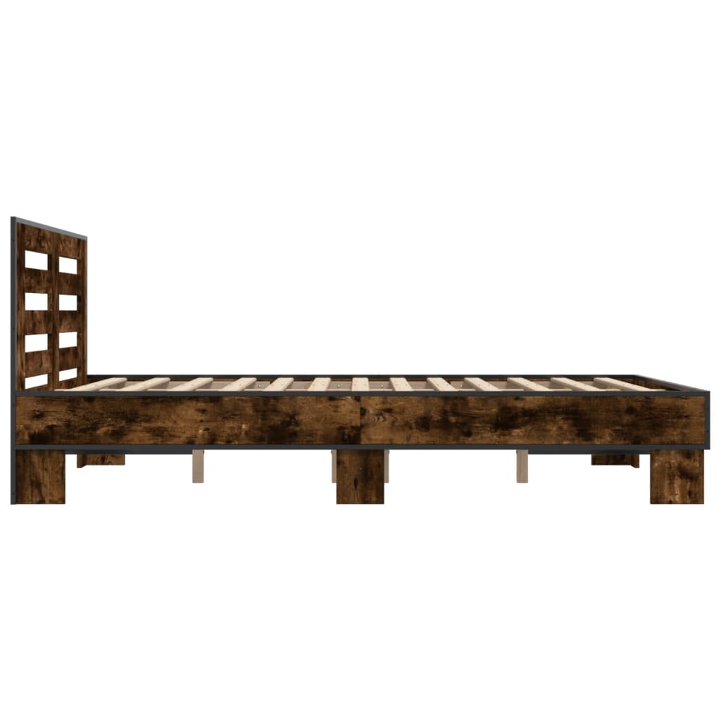 Bed Frame without Mattress Smoked Oak 120x200 cm
