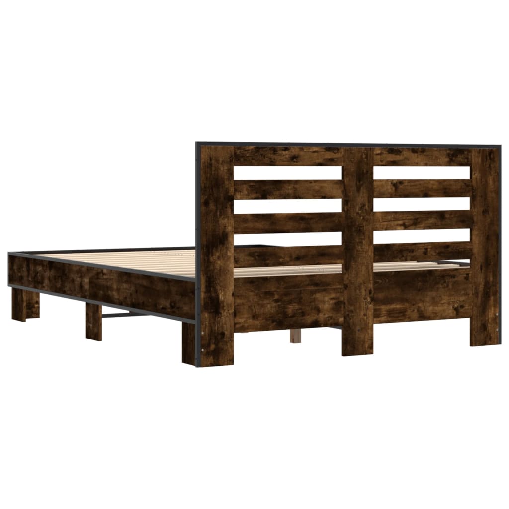 Bed Frame without Mattress Smoked Oak 120x200 cm
