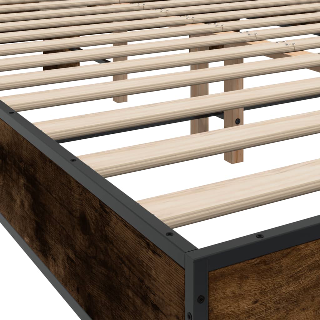 Bed Frame without Mattress Smoked Oak 120x200 cm