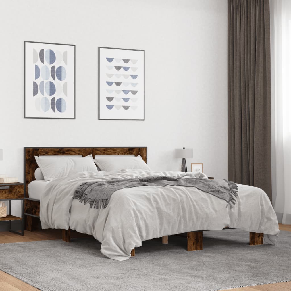 Bed Frame without Mattress Smoked Oak 120x200 cm