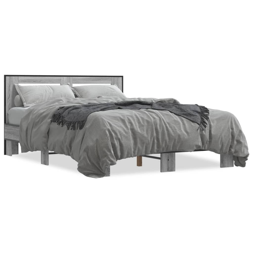 Bed Frame without Mattress Grey Sonoma 135x190 cm Double