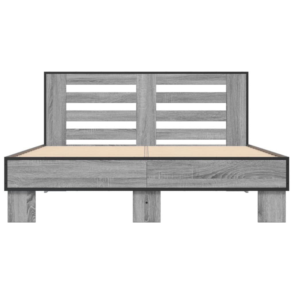 Bed Frame without Mattress Grey Sonoma 135x190 cm Double