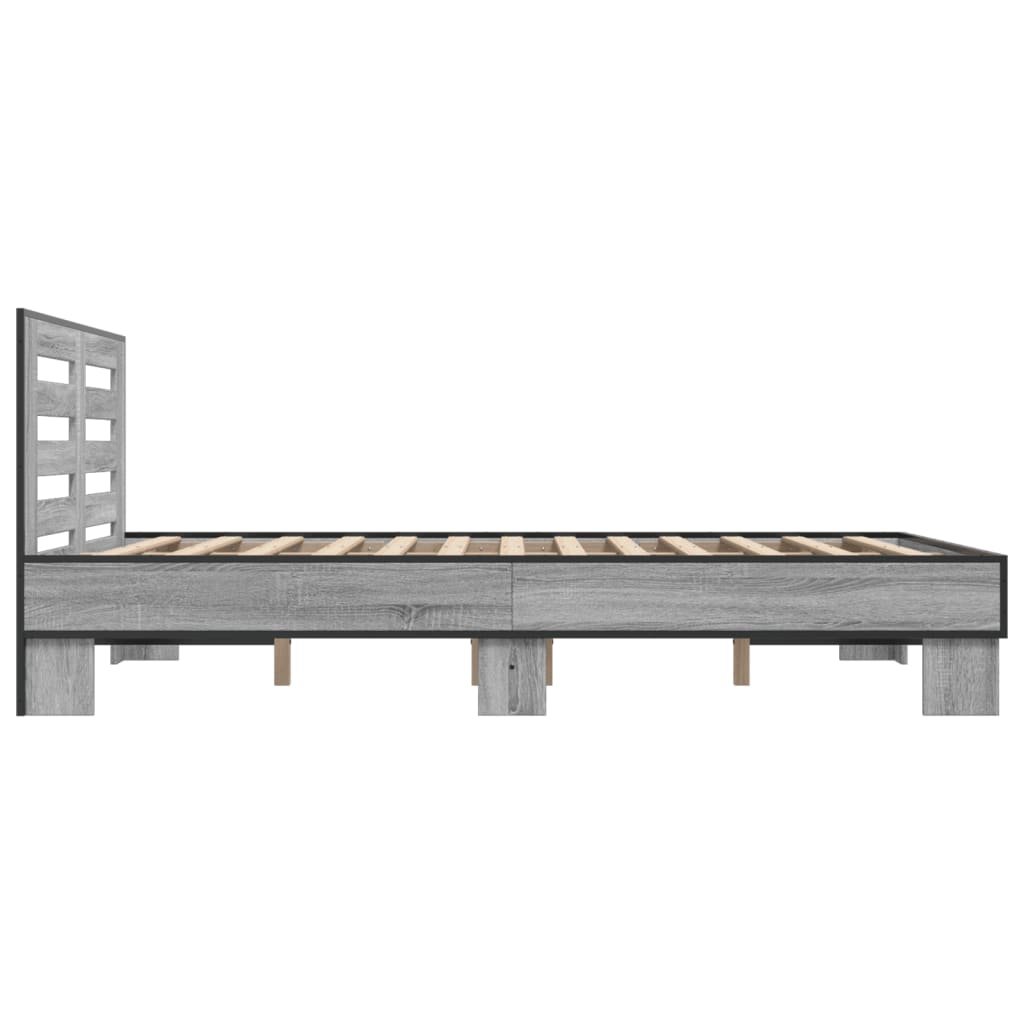 Bed Frame without Mattress Grey Sonoma 135x190 cm Double
