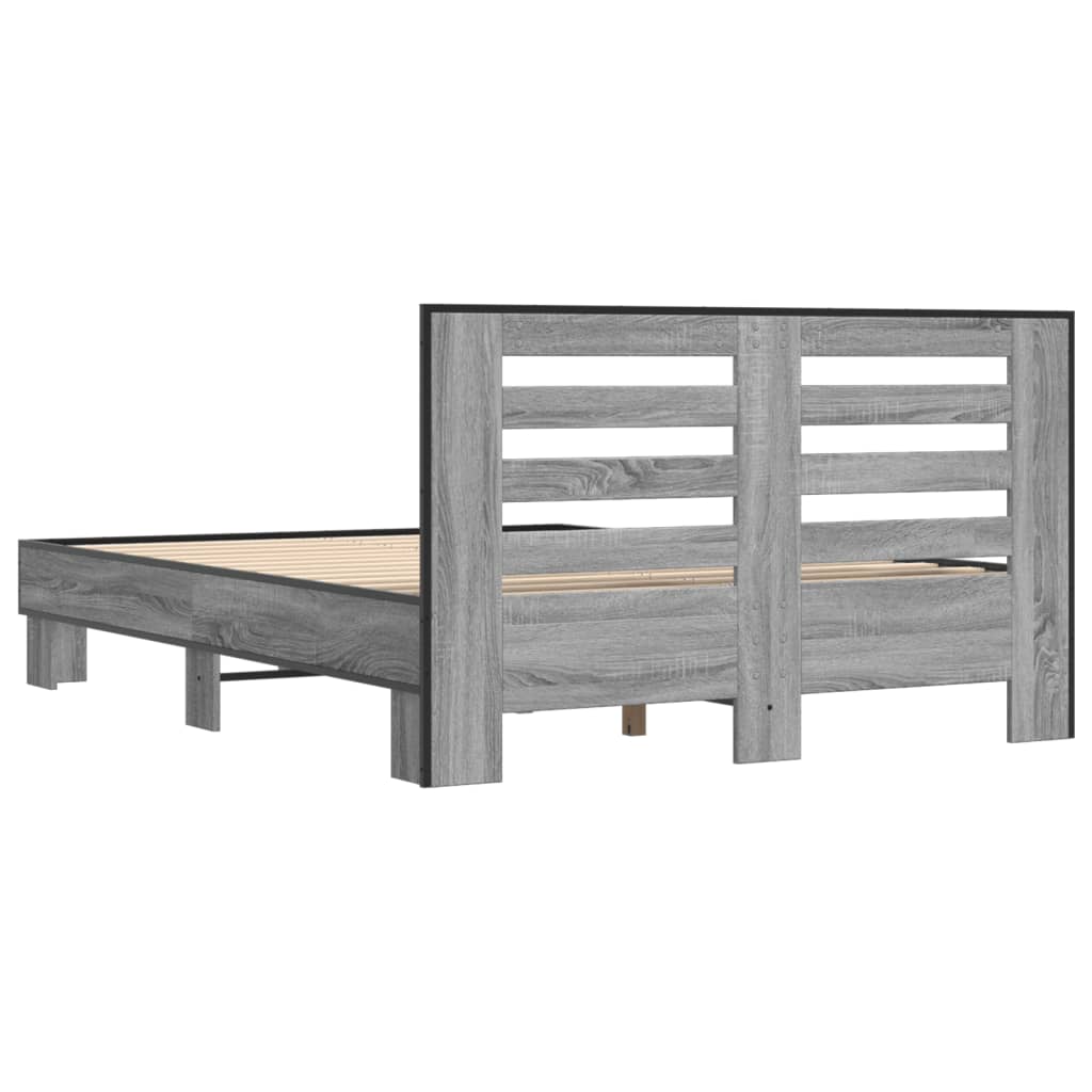 Bed Frame without Mattress Grey Sonoma 135x190 cm Double