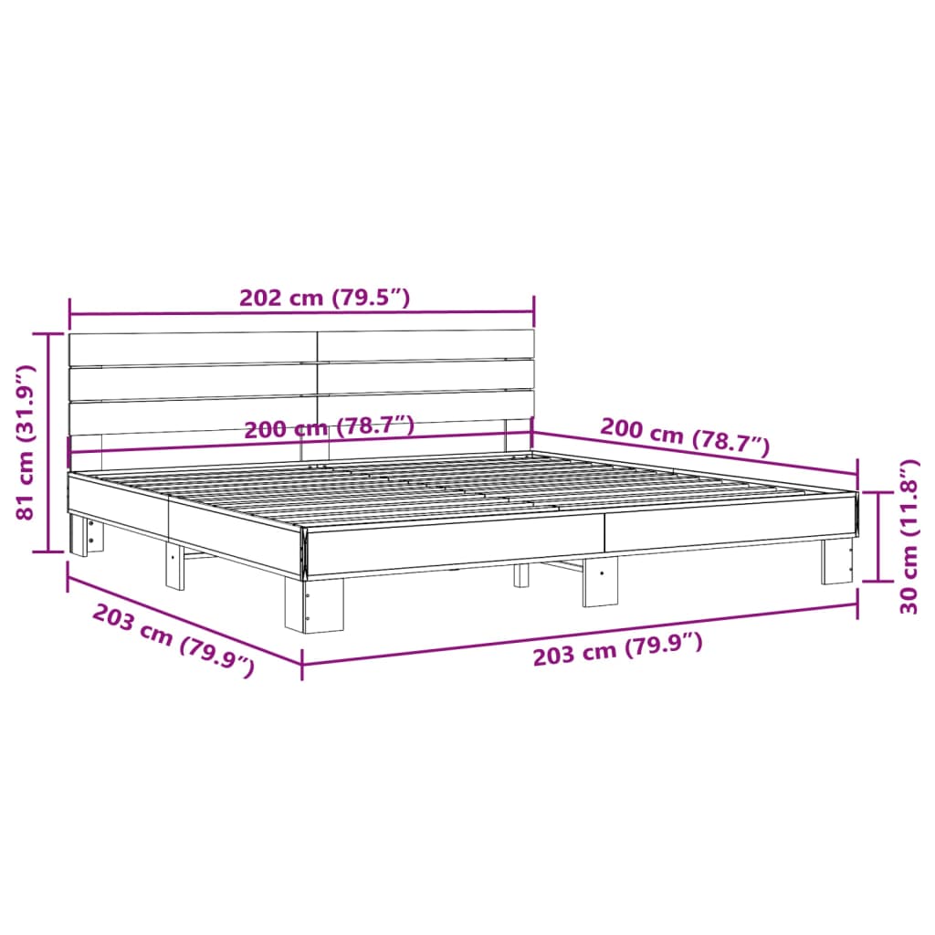 Bed Frame without Mattress Black 200x200 cm
