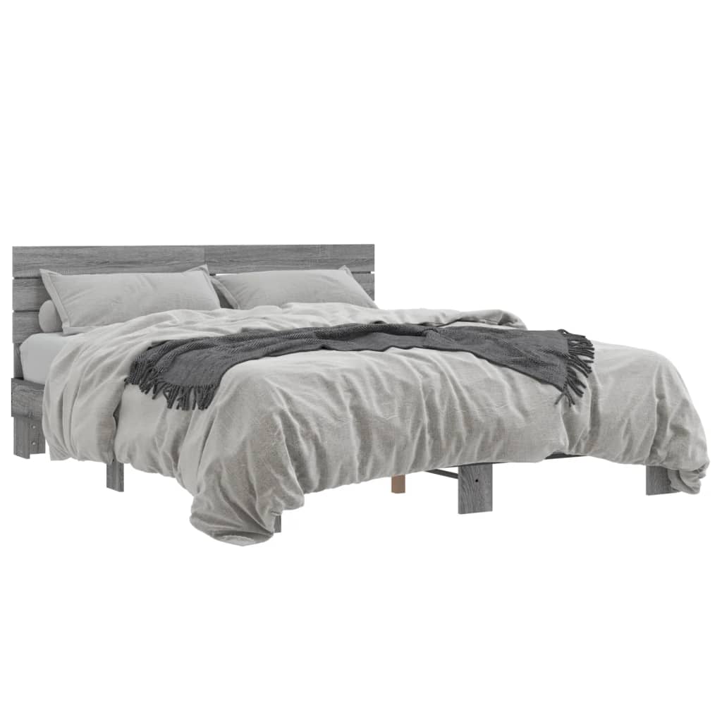Bed Frame without Mattress Grey Sonoma 160x200 cm