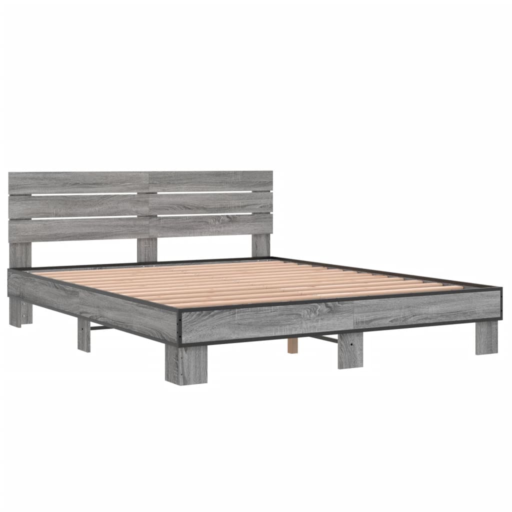 Bed Frame without Mattress Grey Sonoma 160x200 cm
