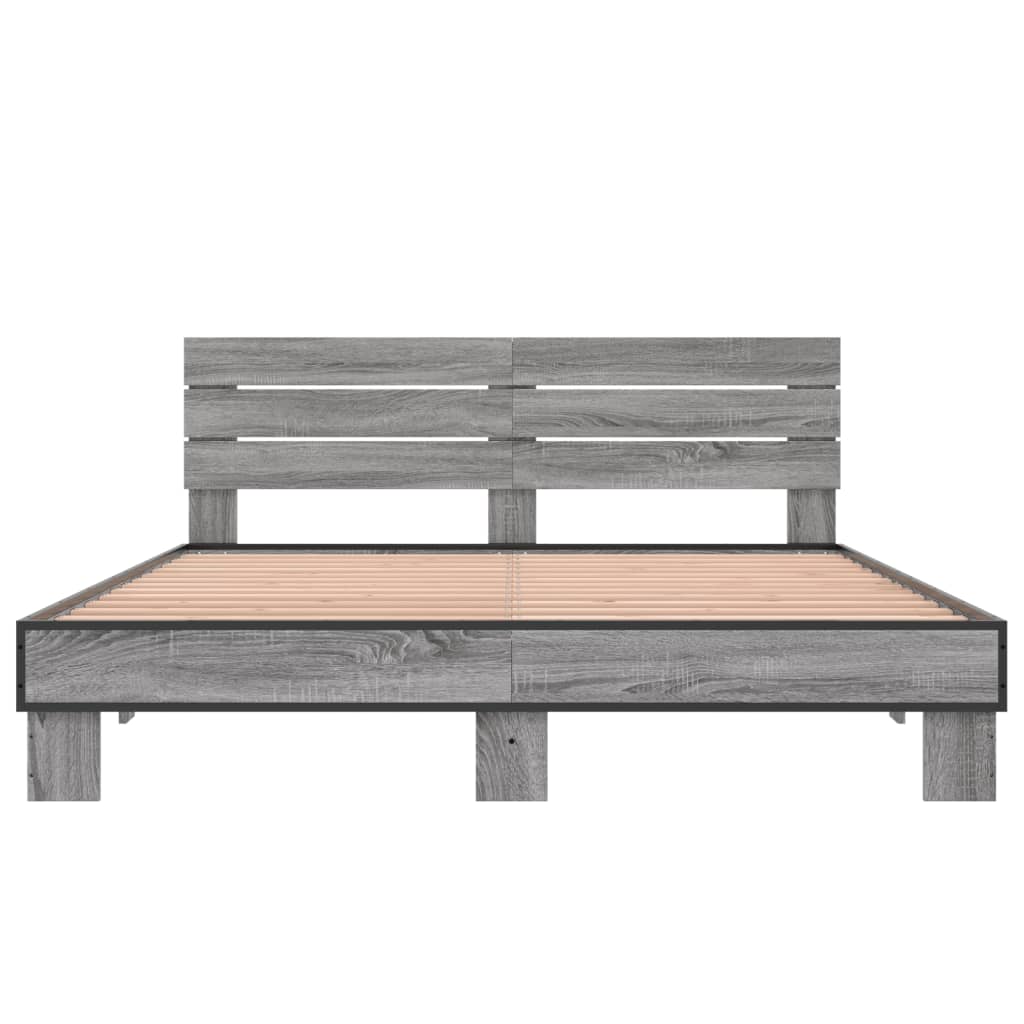Bed Frame without Mattress Grey Sonoma 160x200 cm