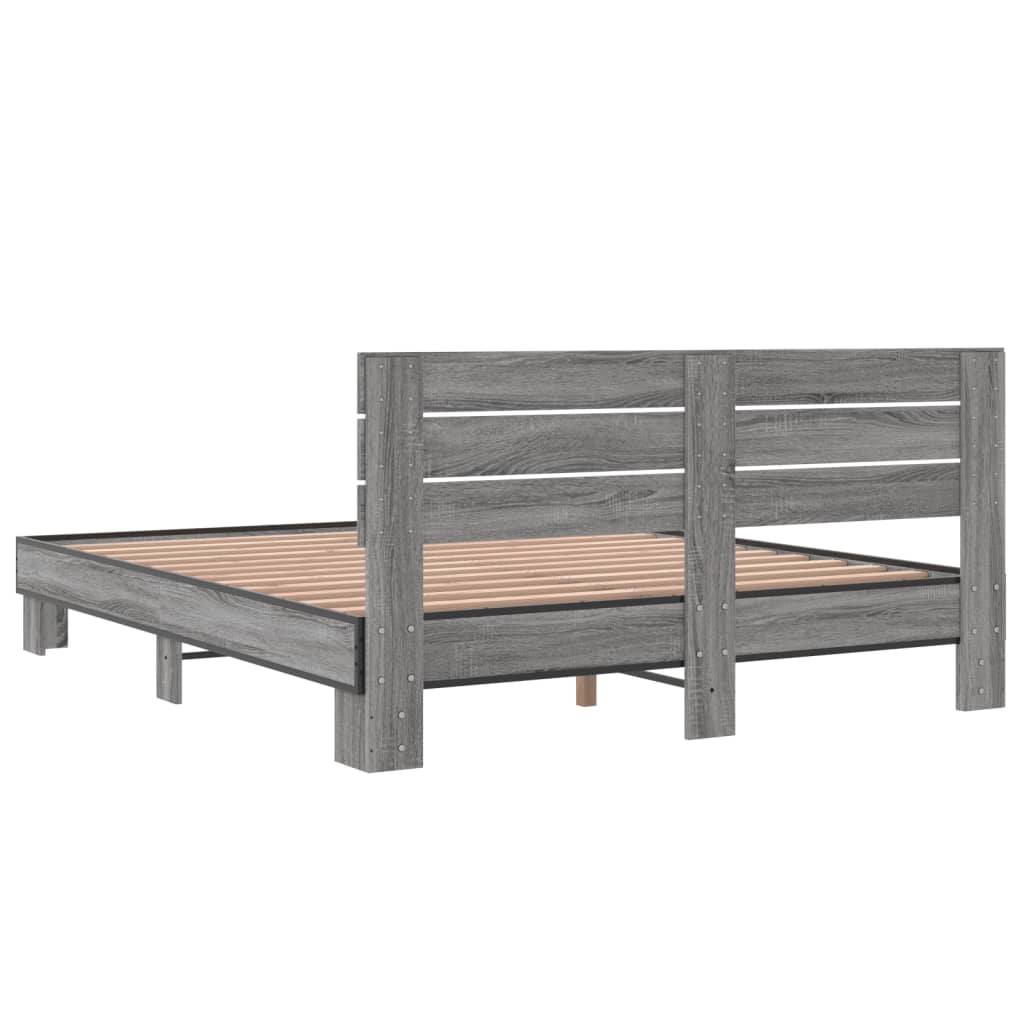 Bed Frame without Mattress Grey Sonoma 160x200 cm