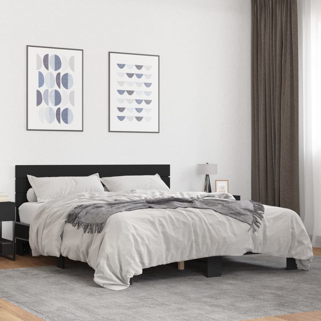 Bed Frame without Mattress Black 150x200 cm King Size