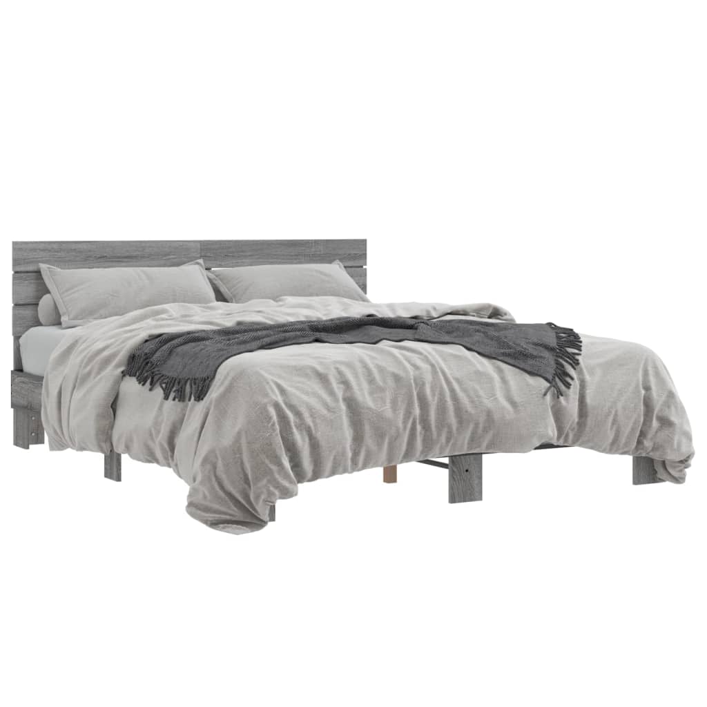 Bed Frame without Mattress Grey Sonoma 150x200 cm King Size