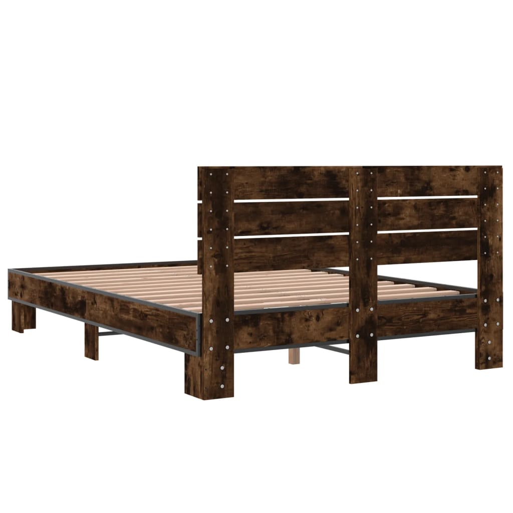 Bed Frame without Mattress Smoked Oak 120x190 cm Small Double