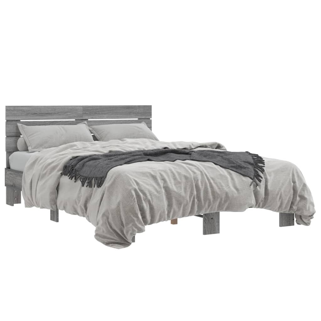 Bed Frame without Mattress Grey Sonoma 135x190 cm Double