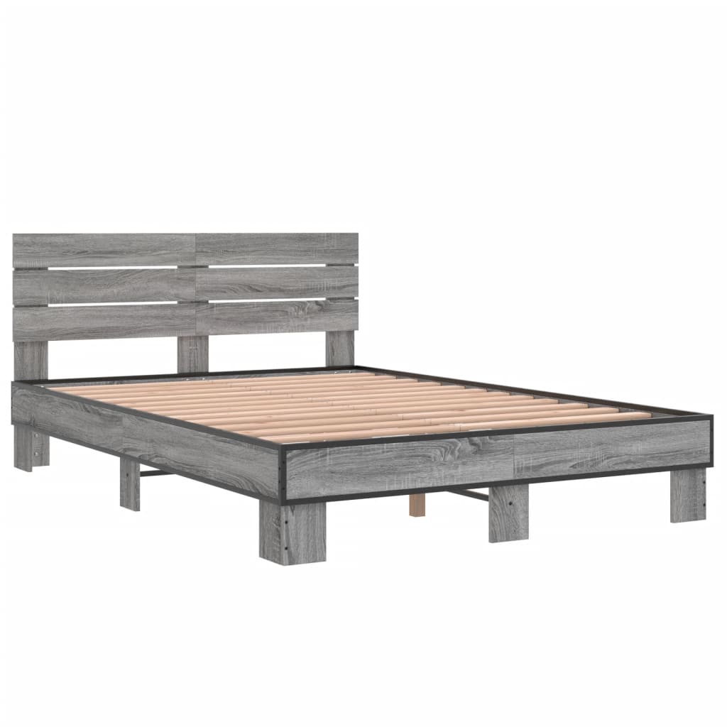 Bed Frame without Mattress Grey Sonoma 135x190 cm Double