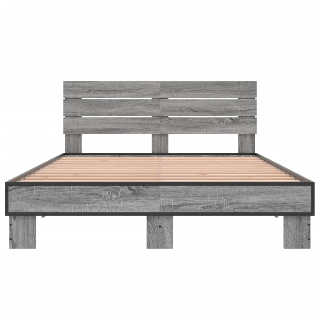 Bed Frame without Mattress Grey Sonoma 135x190 cm Double