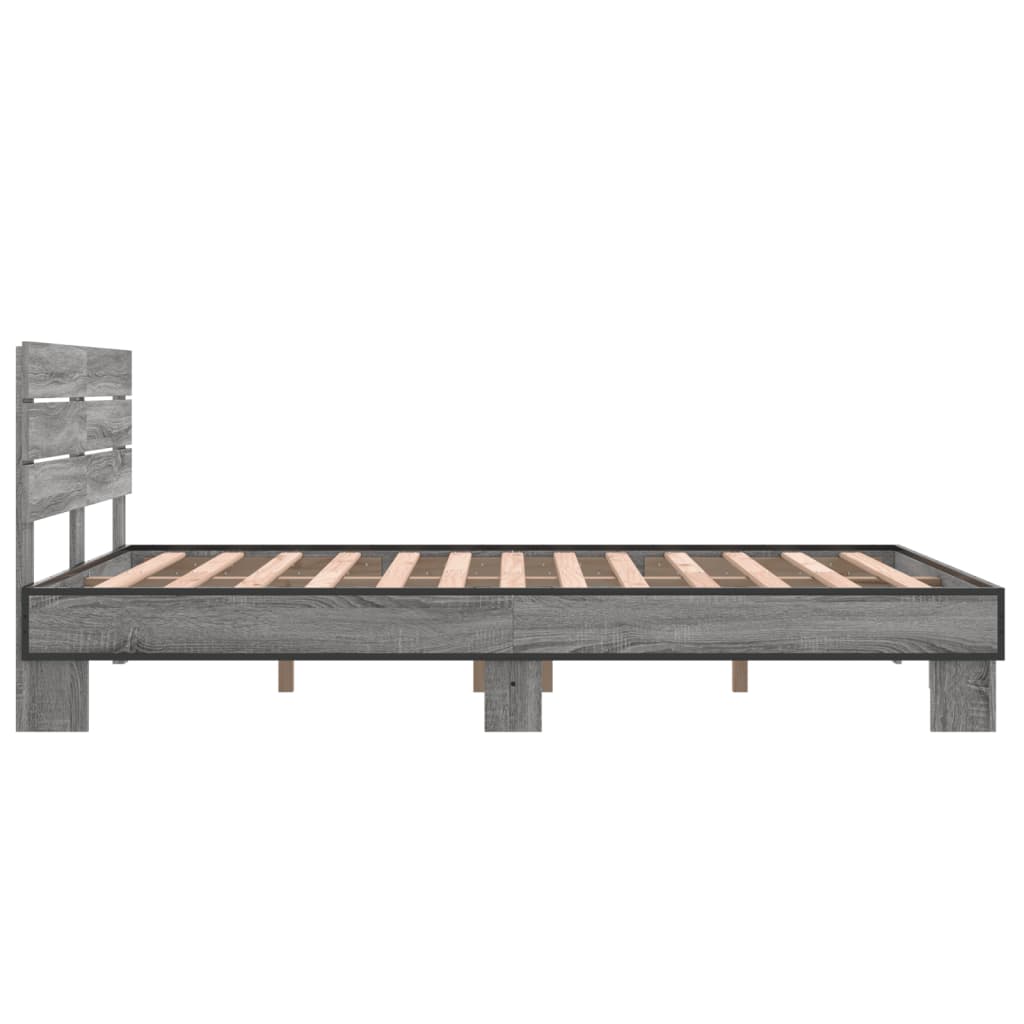 Bed Frame without Mattress Grey Sonoma 135x190 cm Double