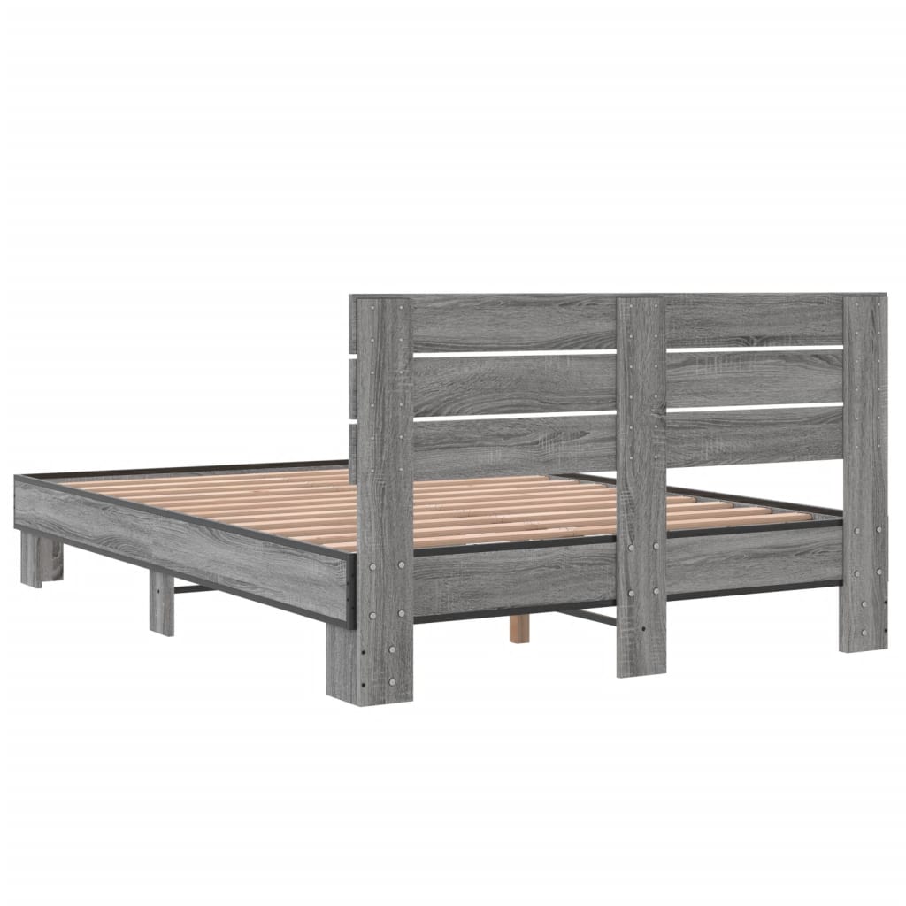 Bed Frame without Mattress Grey Sonoma 135x190 cm Double