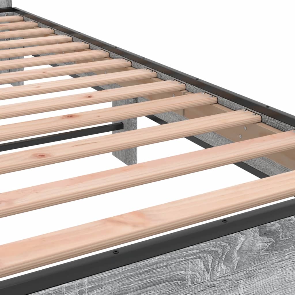 Bed Frame without Mattress Grey Sonoma 135x190 cm Double