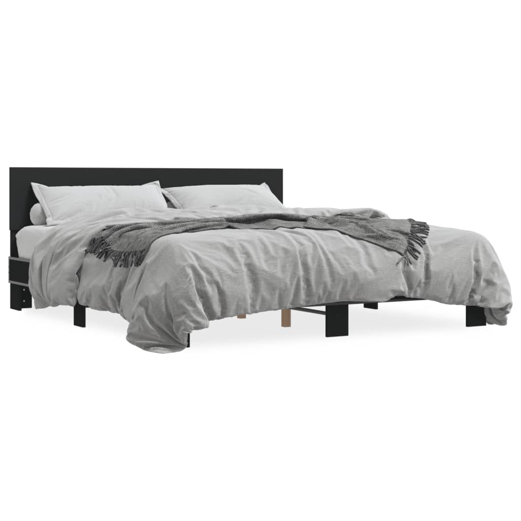 Bed Frame without Mattress Black 200x200 cm