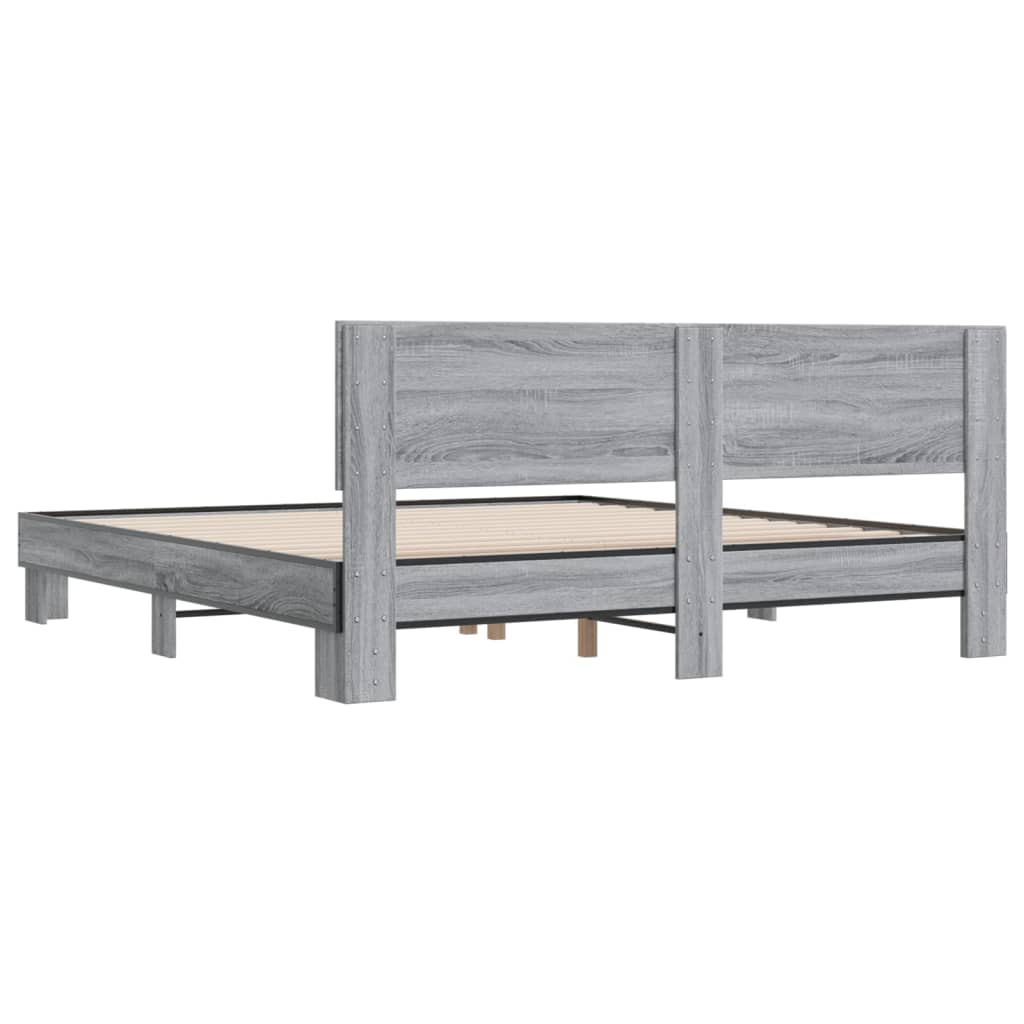 Bed Frame without Mattress Grey Sonoma 200x200 cm