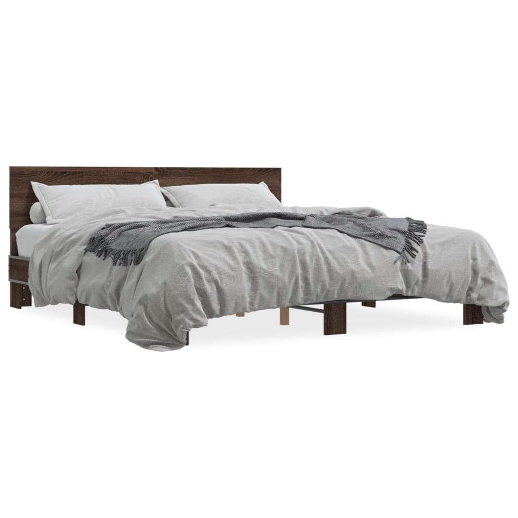 Bed Frame without Mattress Brown Oak 200x200 cm
