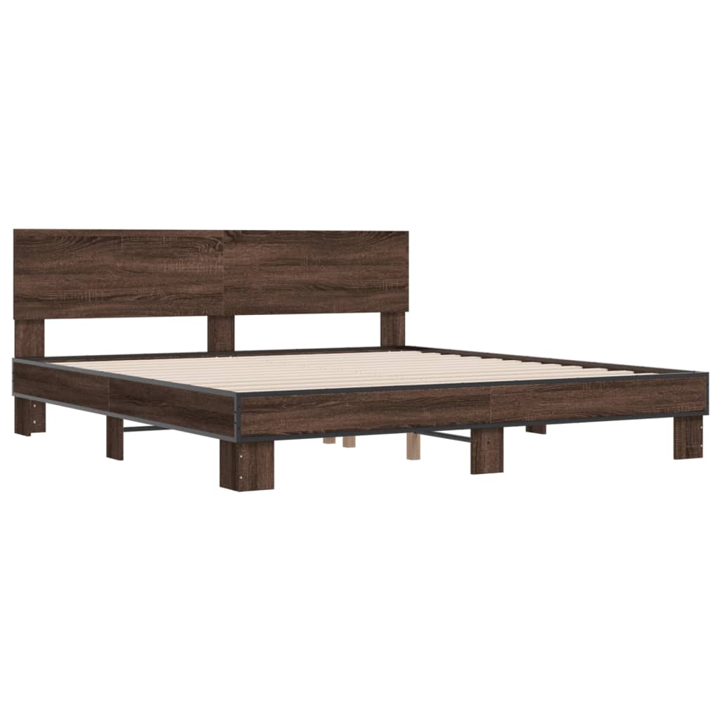 Bed Frame without Mattress Brown Oak 200x200 cm