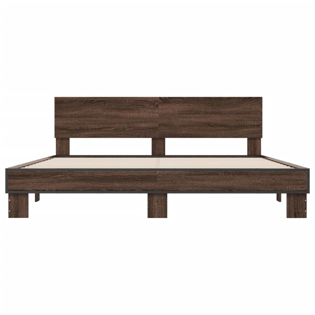 Bed Frame without Mattress Brown Oak 200x200 cm