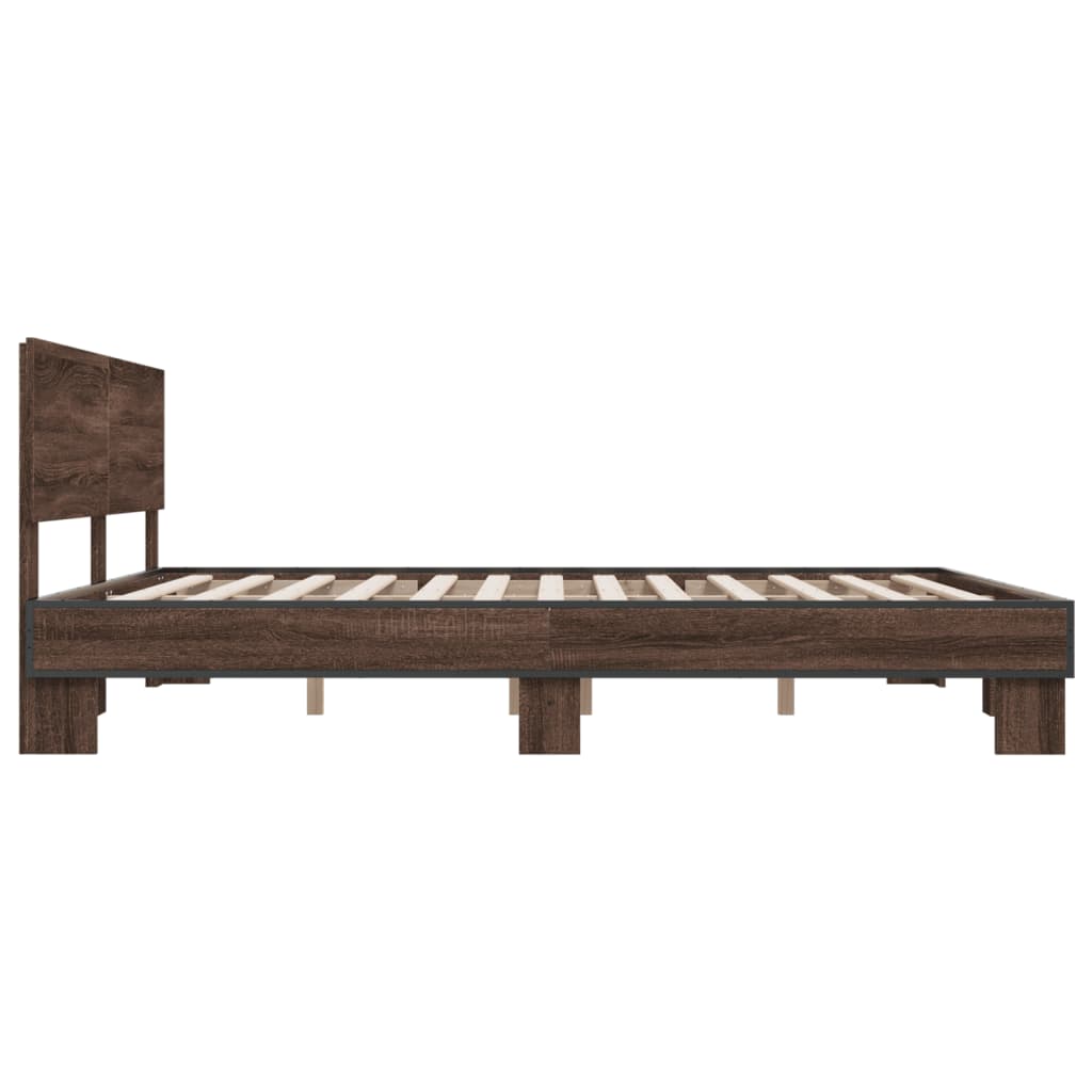 Bed Frame without Mattress Brown Oak 200x200 cm