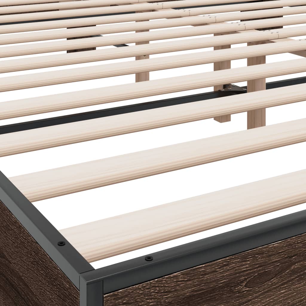 Bed Frame without Mattress Brown Oak 200x200 cm