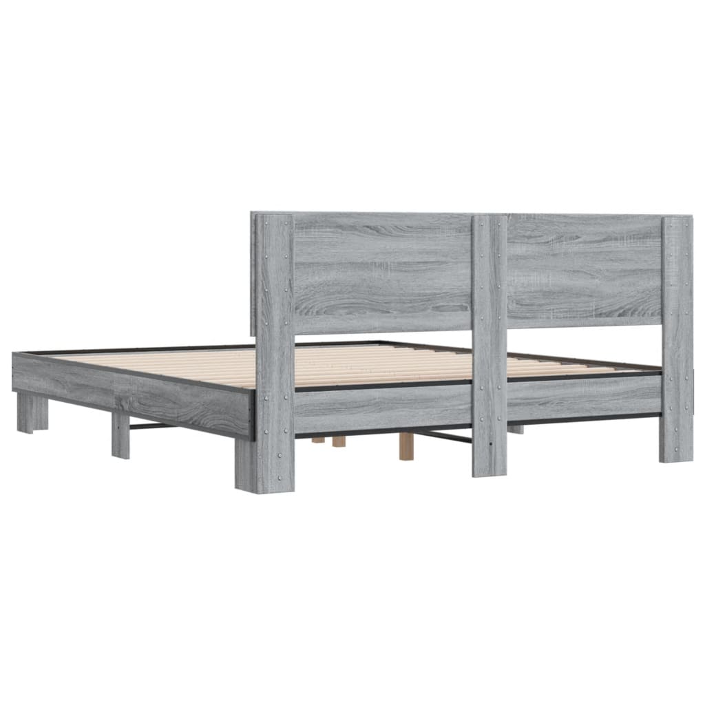 Bed Frame without Mattress Grey Sonoma 160x200 cm