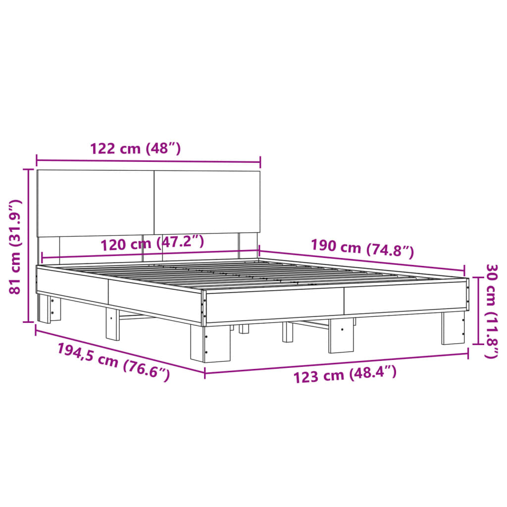 Bed Frame without Mattress Black 120x190 cm Small Double