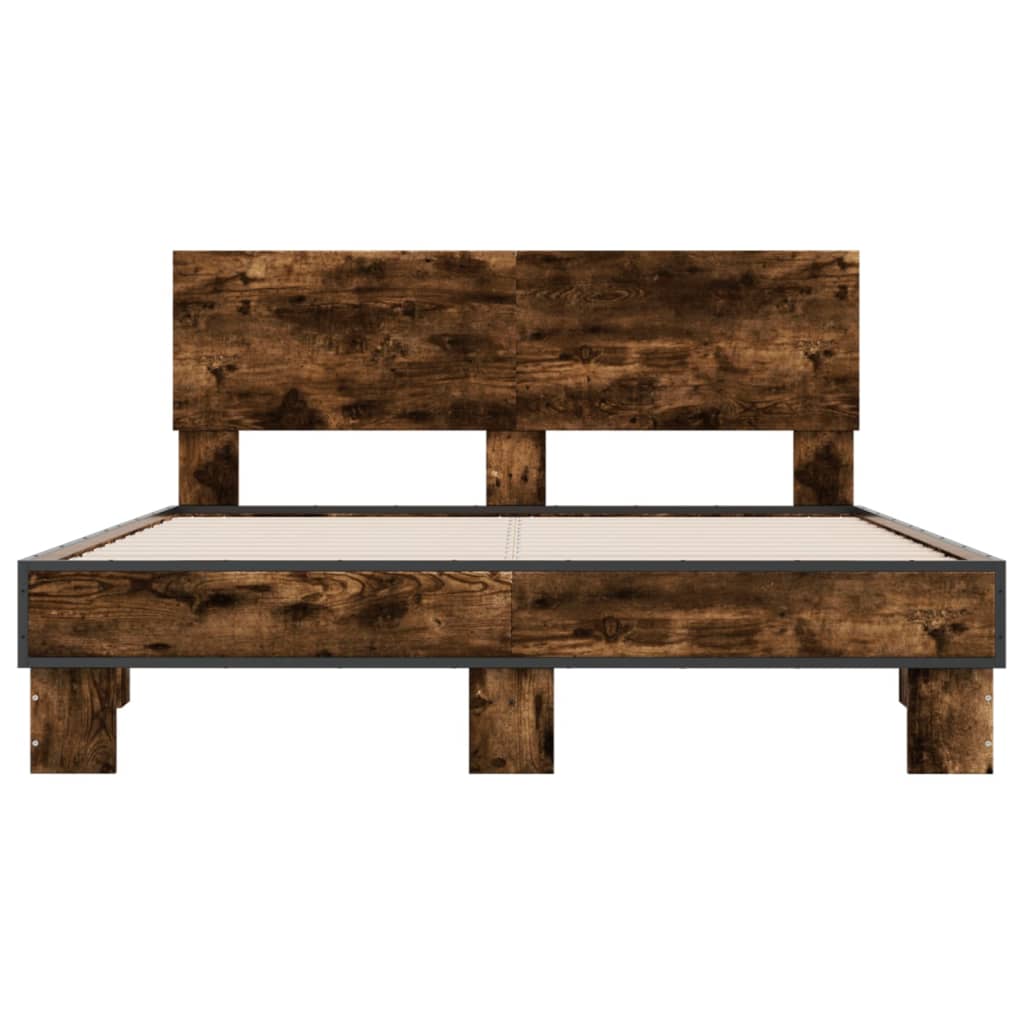 Bed Frame without Mattress Smoked Oak 120x190 cm Small Double