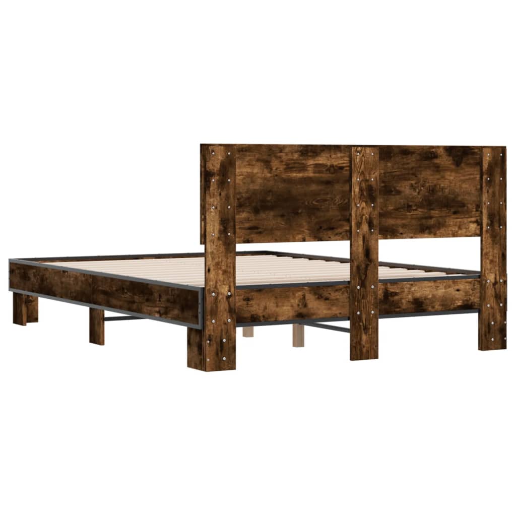 Bed Frame without Mattress Smoked Oak 120x190 cm Small Double