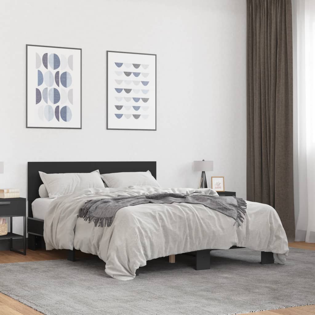 Bed Frame without Mattress Black 140x190 cm