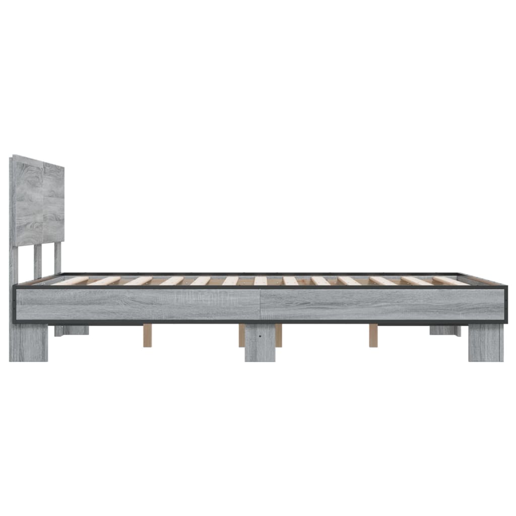 Bed Frame without Mattress Grey Sonoma 140x190 cm