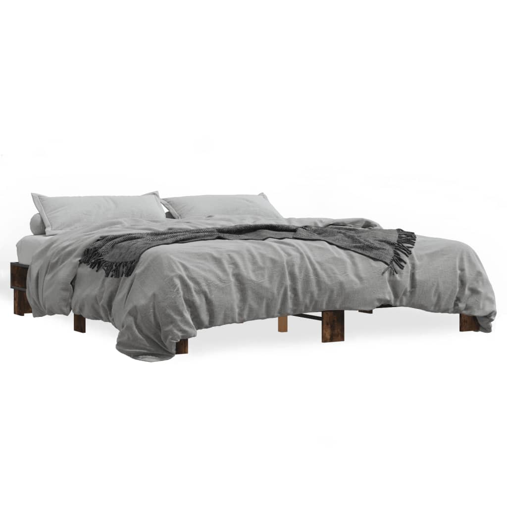 Bed Frame without Mattress Smoked Oak 200x200 cm