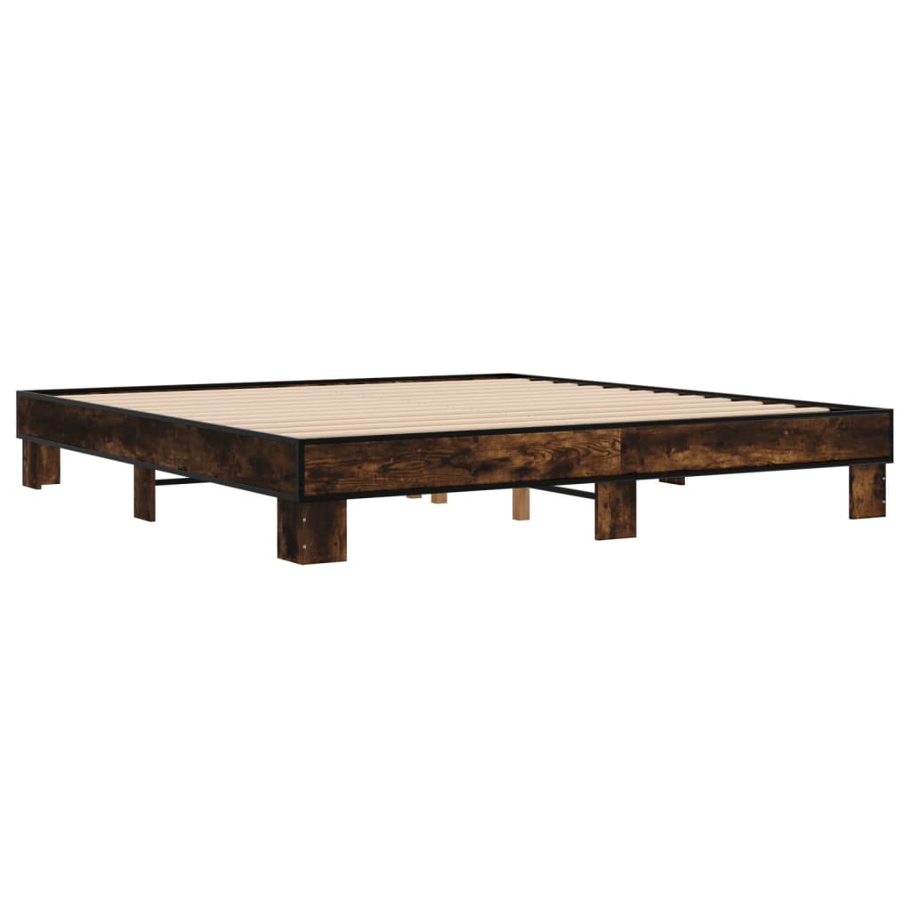 Bed Frame without Mattress Smoked Oak 200x200 cm
