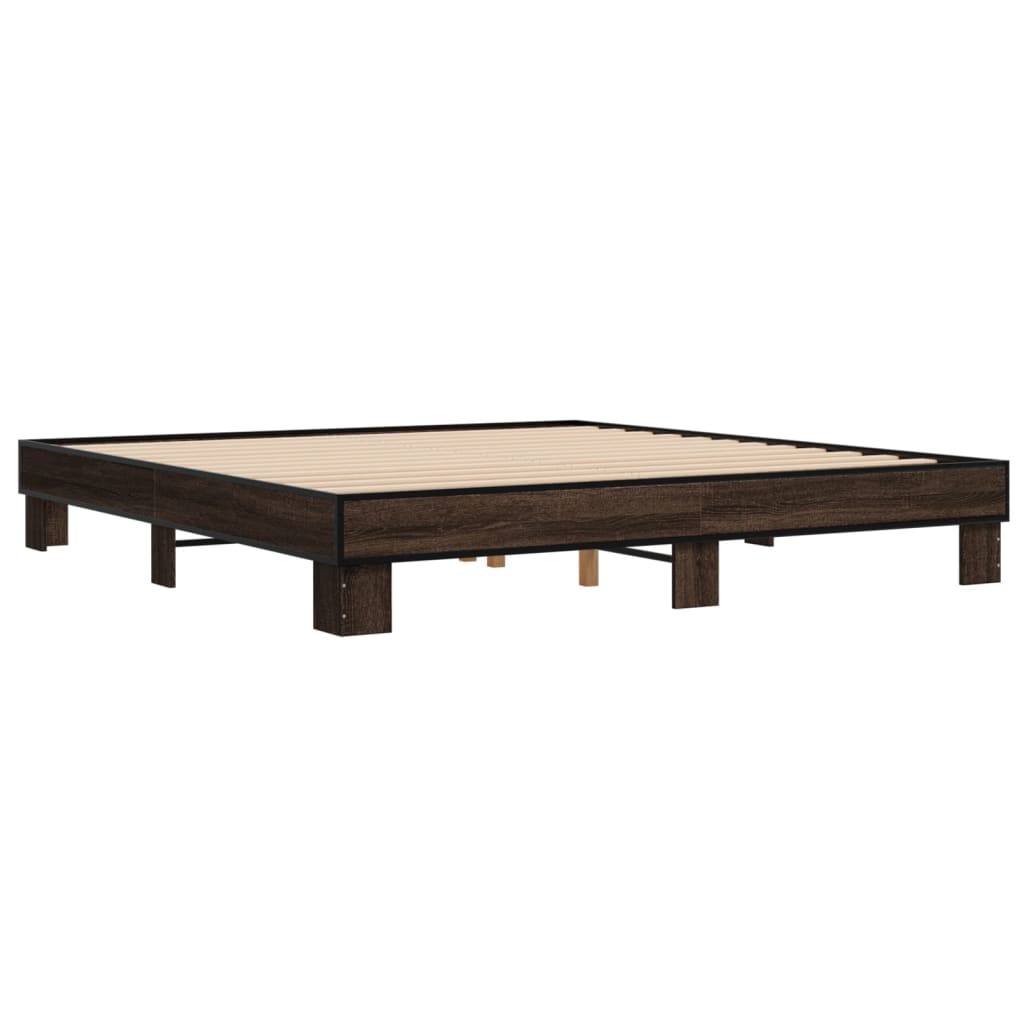 Bed Frame without Mattress Brown Oak 180x200 cm Super King